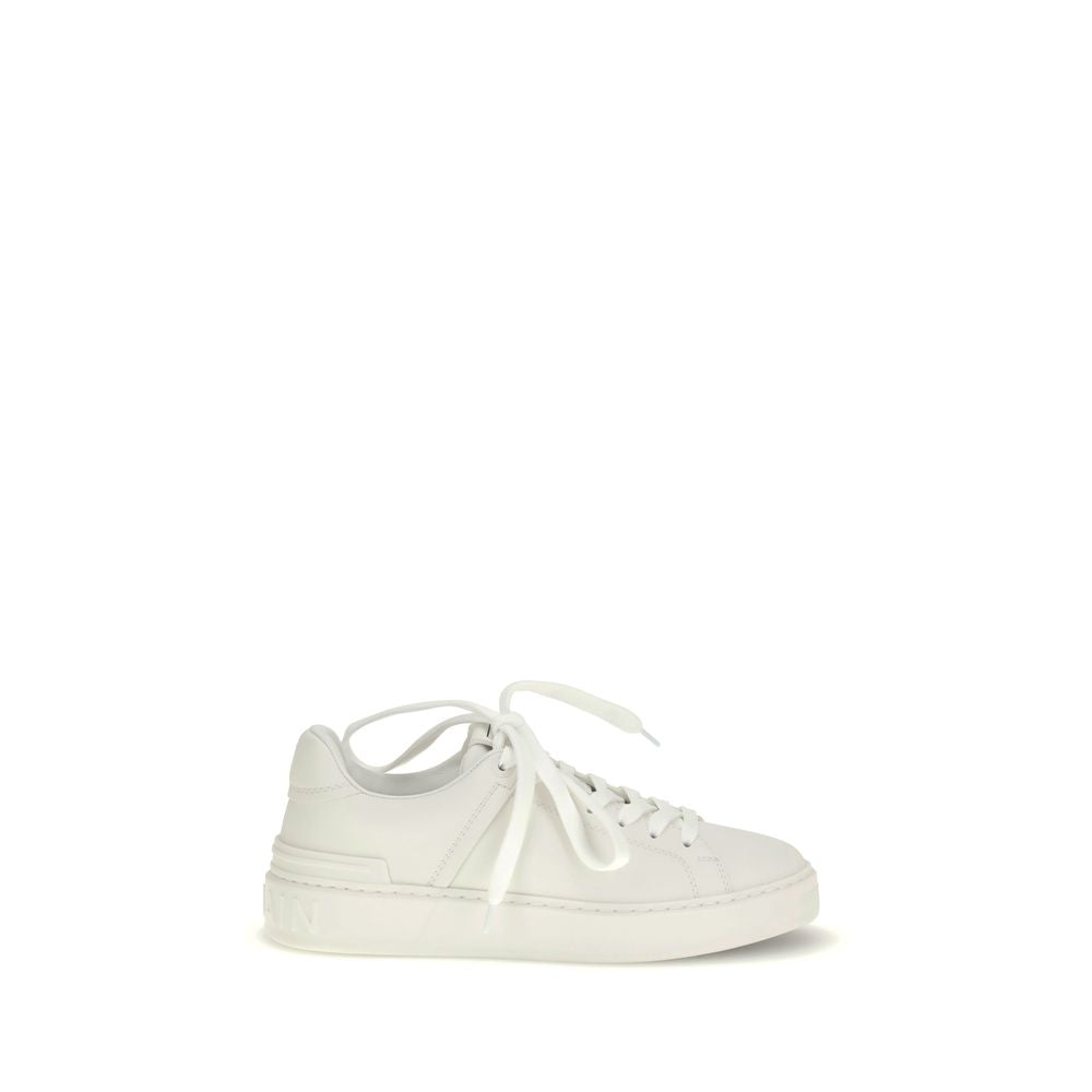 Balmain Weiße Bos Taurus Kalbsleder Low-Top-Sneaker