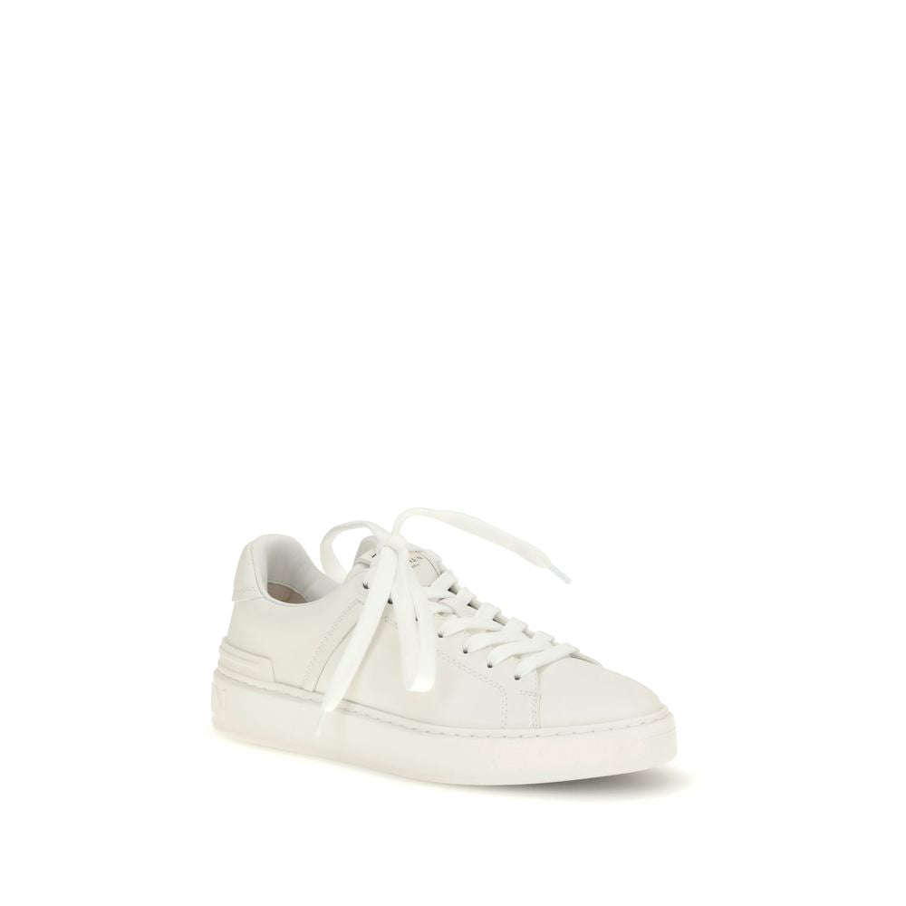 Balmain Weiße Bos Taurus Kalbsleder Low-Top-Sneaker