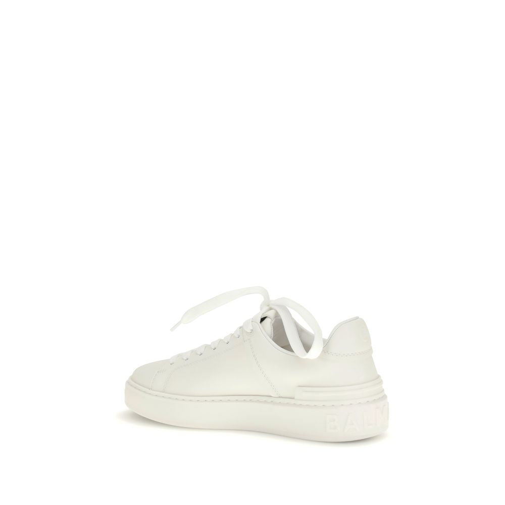 Balmain Weiße Bos Taurus Kalbsleder Low-Top-Sneaker
