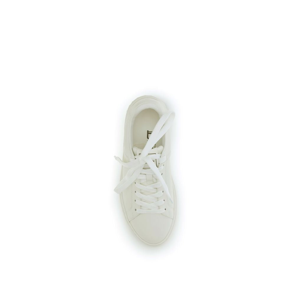 Balmain Weiße Bos Taurus Kalbsleder Low-Top-Sneaker