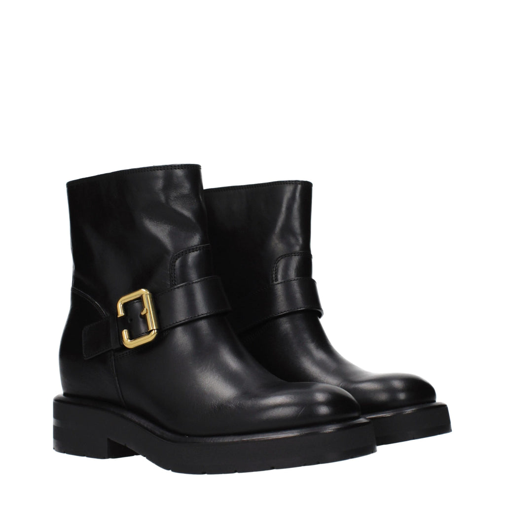 Chloé Schwarze Leder-Ankle Boots