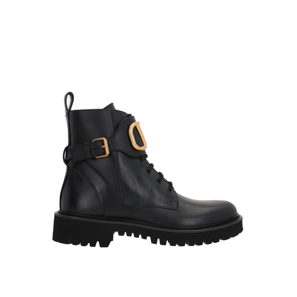 Valentino Garavani Schwarze Schnürstiefel aus Kalbsleder