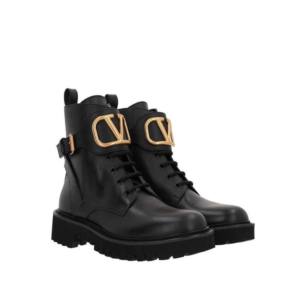Valentino Garavani Schwarze Schnürstiefel aus Kalbsleder