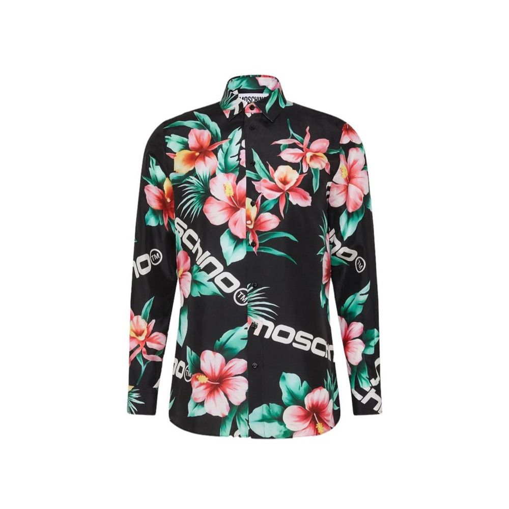 Moschino Couture Schwarzes Hemd mit Seidenmuster