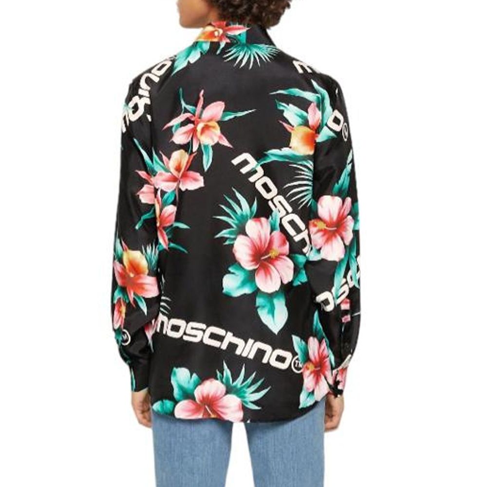 Moschino Couture Schwarzes Hemd mit Seidenmuster