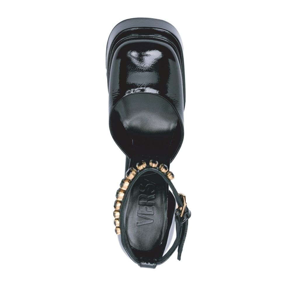 Versace Schwarze Plateau-Sandalen aus Kalbsleder