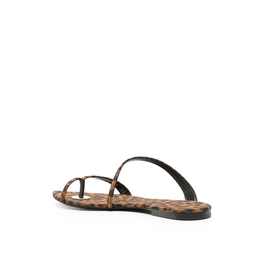 Saint Laurent Braune Stoff-Sandalen
