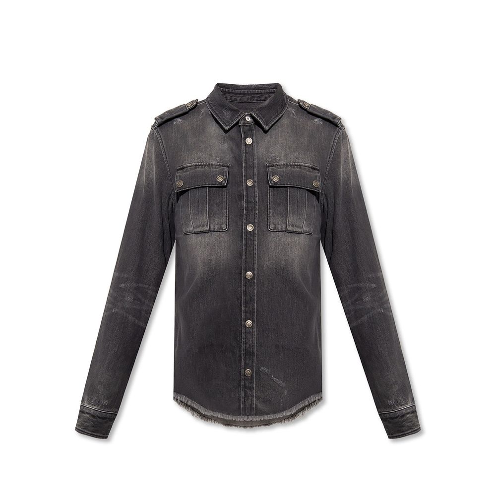 Balmain Schwarzes Denim-Hemd