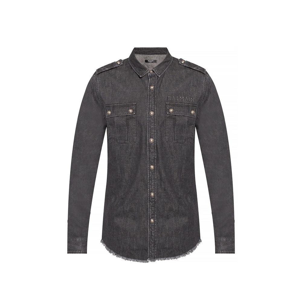 Balmain Schwarzes Denim-Hemd