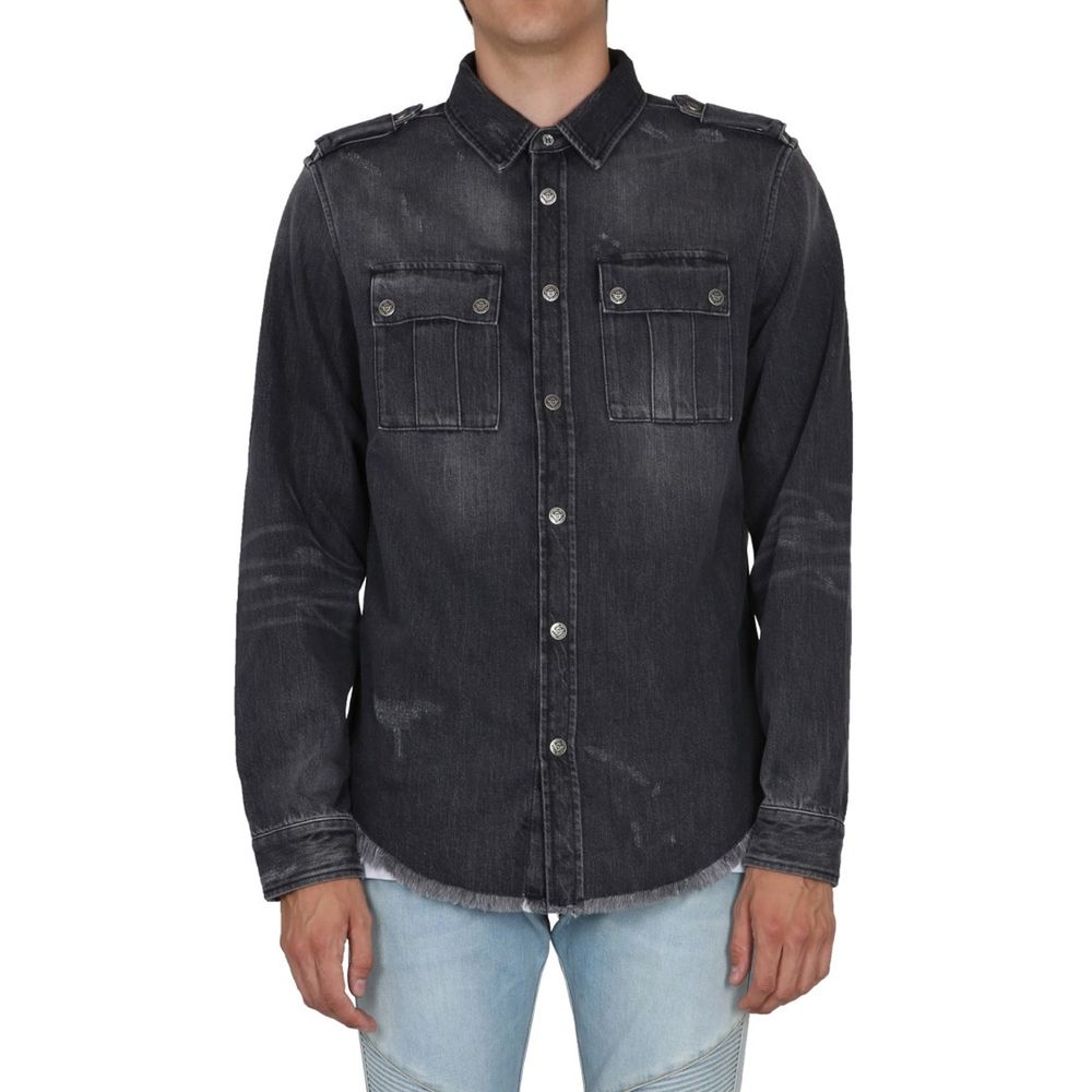 Balmain Schwarzes Denim-Hemd