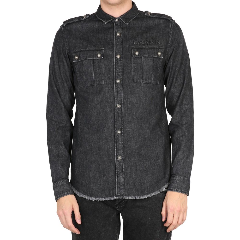 Balmain Schwarzes Denim-Hemd