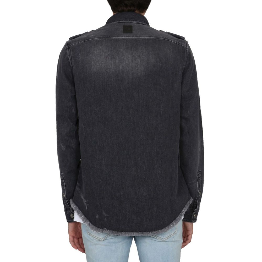 Balmain Schwarzes Denim-Hemd