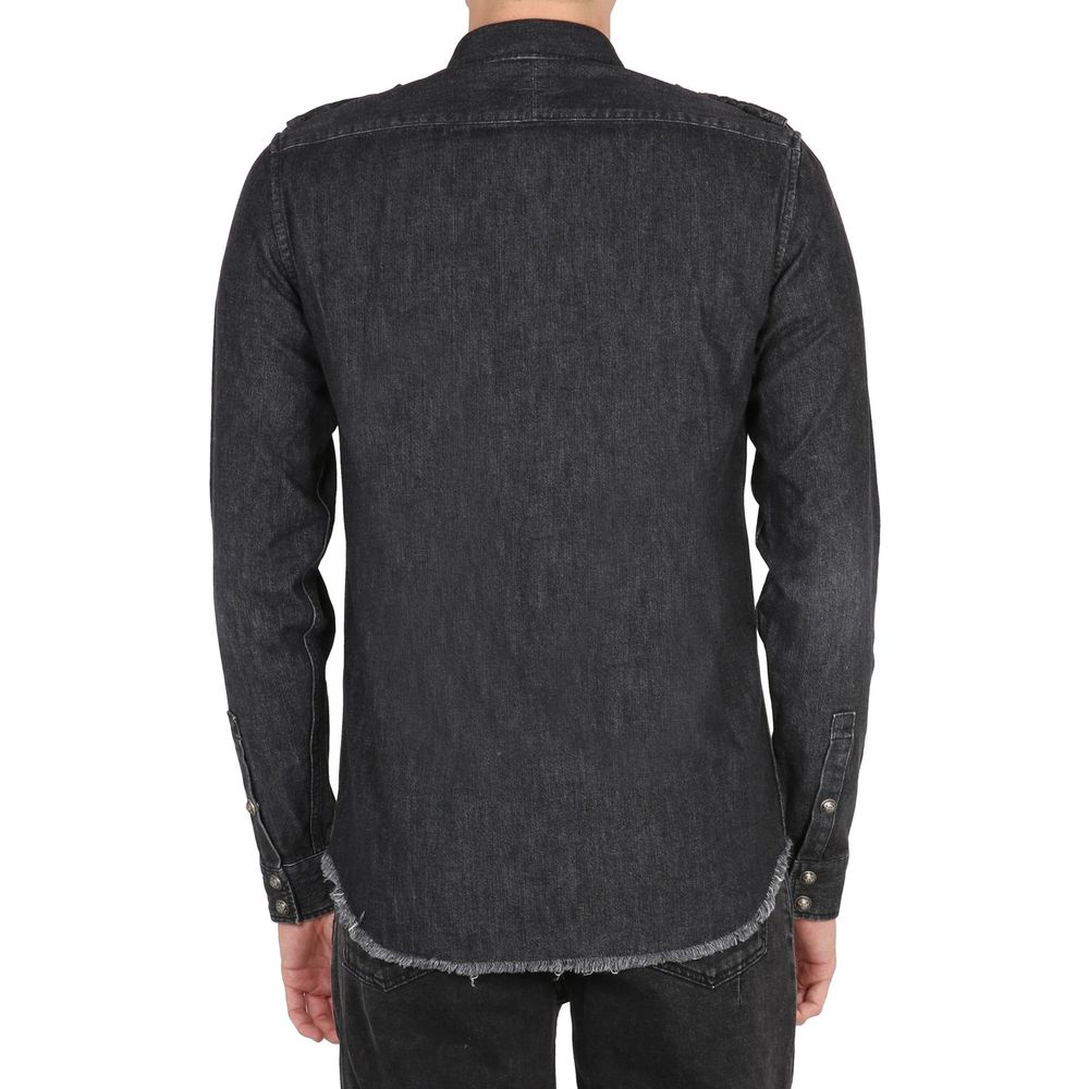 Balmain Schwarzes Denim-Hemd