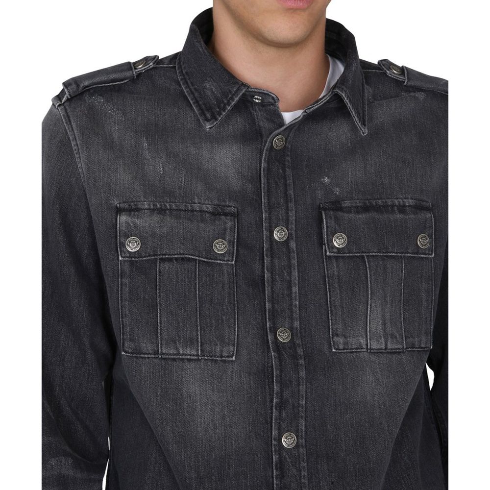 Balmain Schwarzes Denim-Hemd