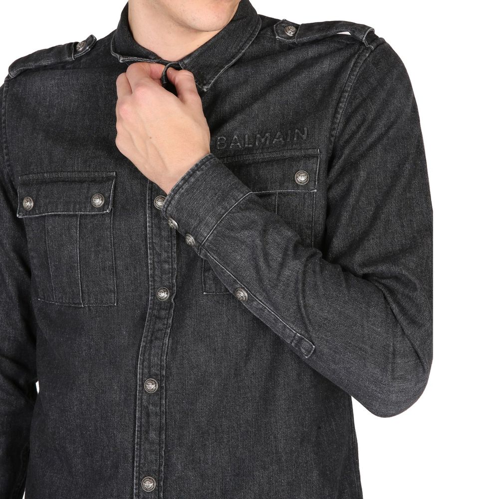 Balmain Schwarzes Denim-Hemd