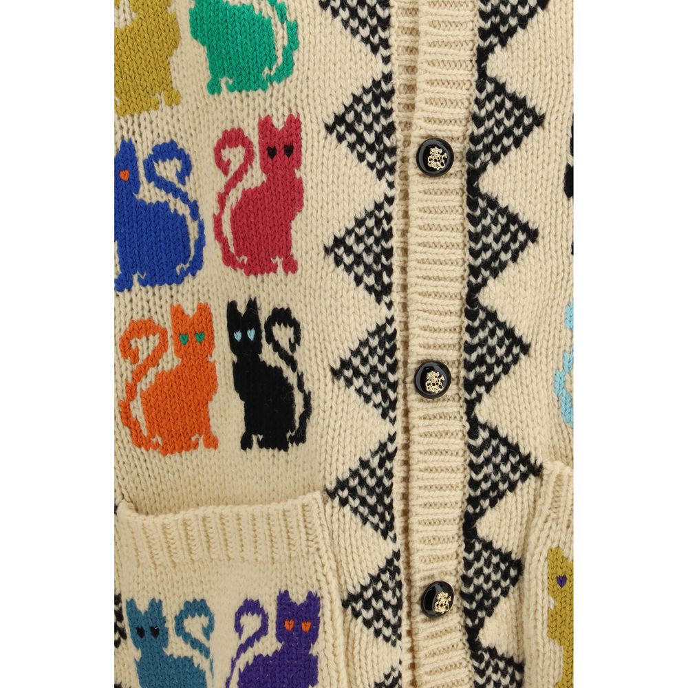 Valentino Mehrfarbige Strickjacke aus Fleece-Wolle