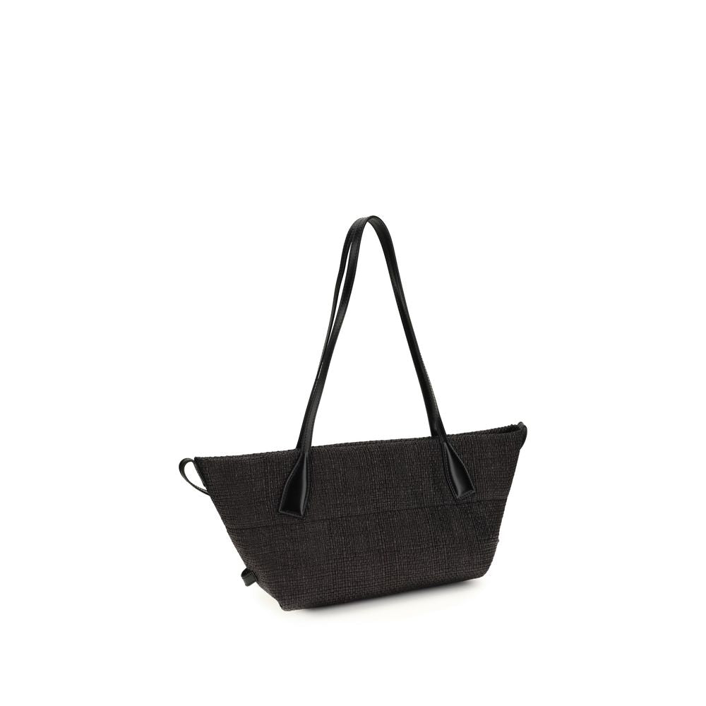 Balmain Schwarze Raffia Schultertasche