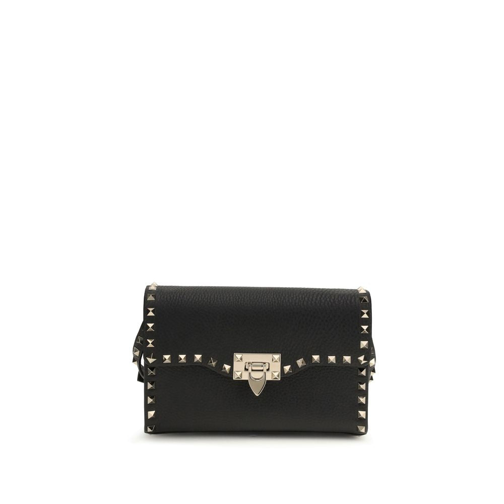 Valentino Garavani Schwarze Bos Taurus Schultertasche aus Kalbsleder