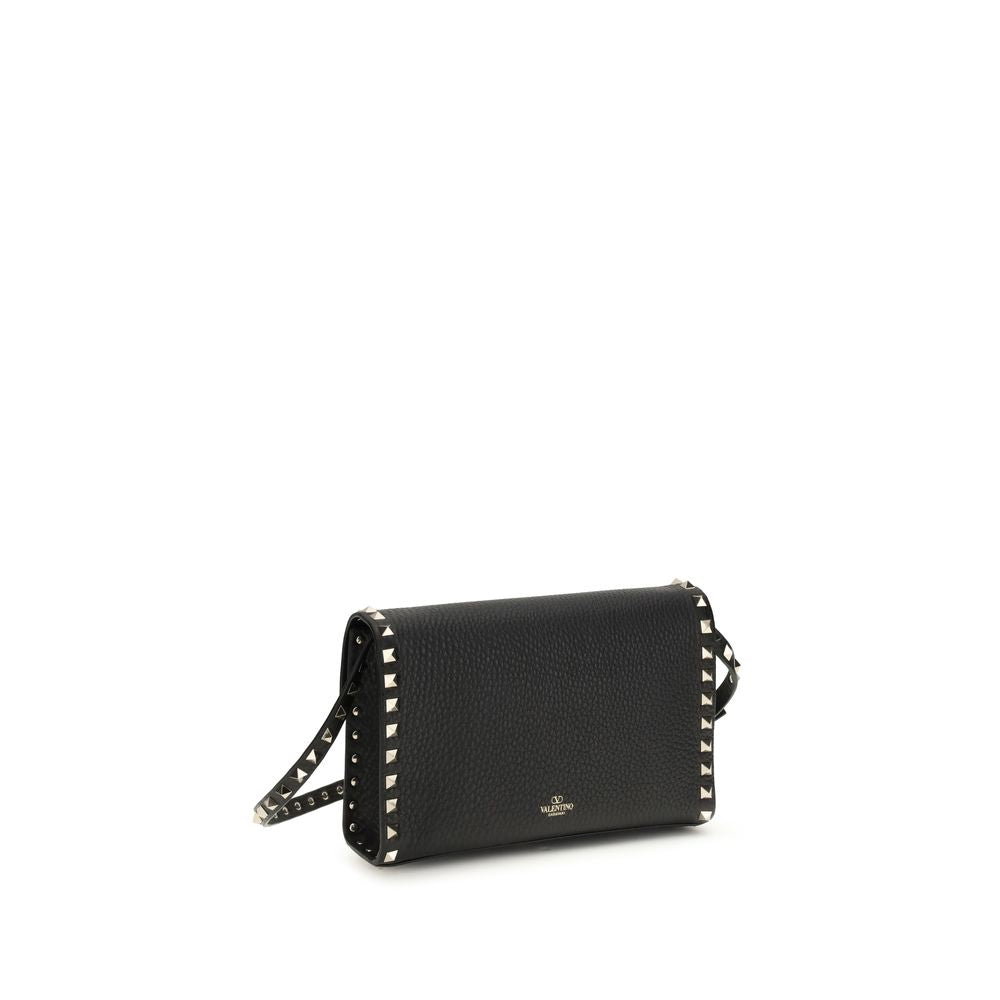 Valentino Garavani Schwarze Bos Taurus Schultertasche aus Kalbsleder