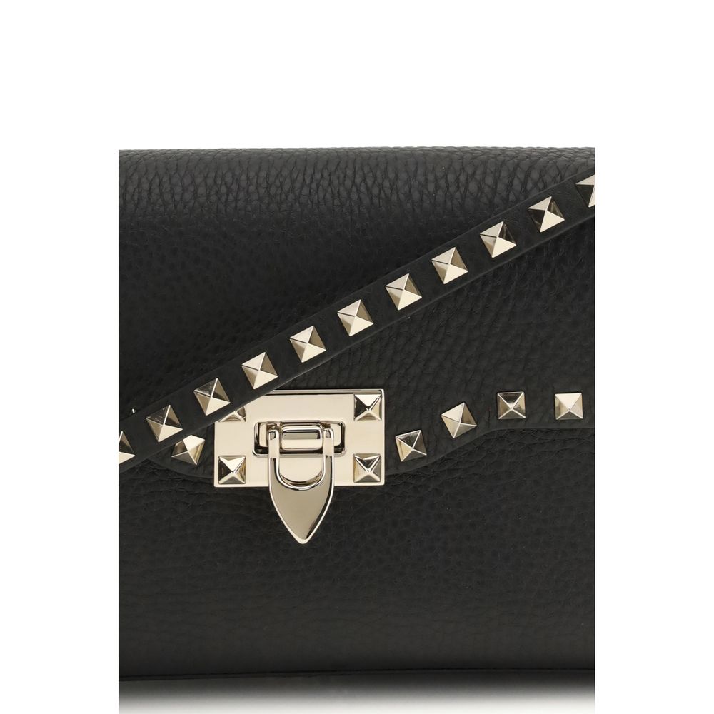 Valentino Garavani Schwarze Bos Taurus Schultertasche aus Kalbsleder