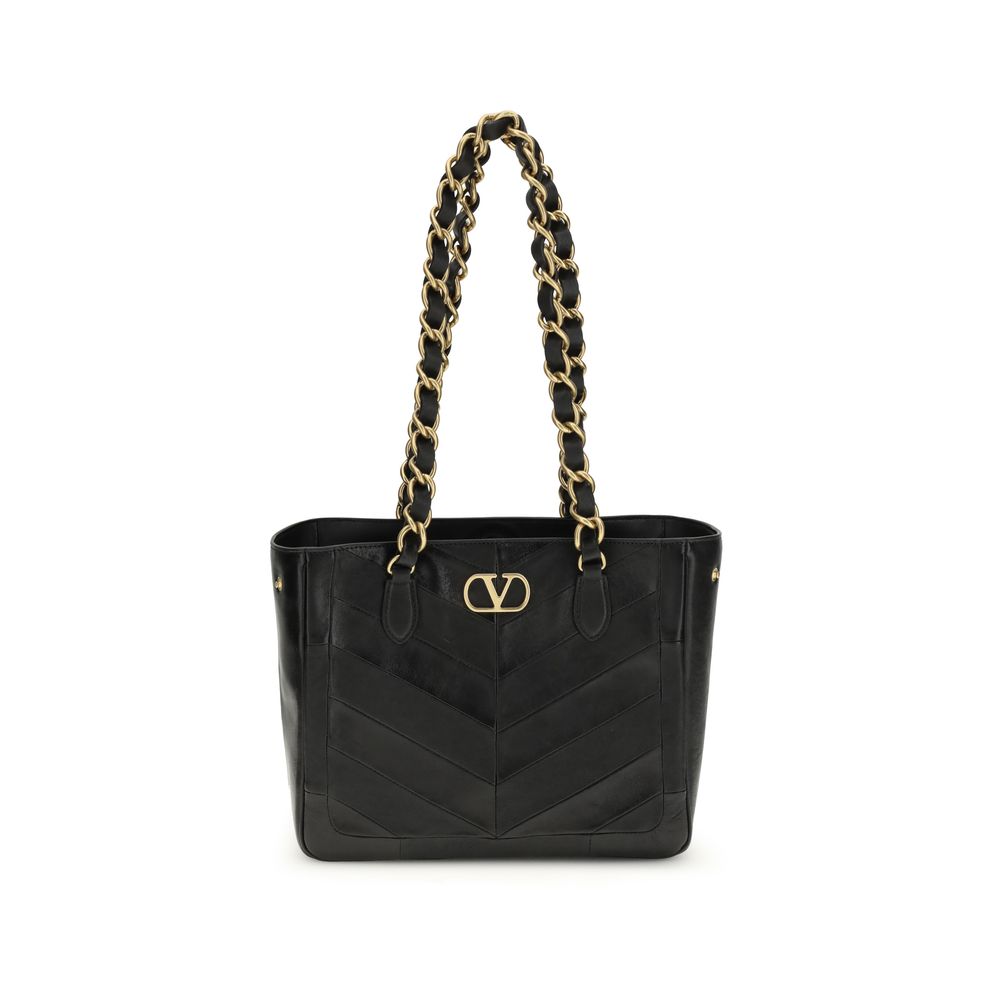 Valentino Garavani Schwarze Napa Leder / Kalbsleder Schultertasche