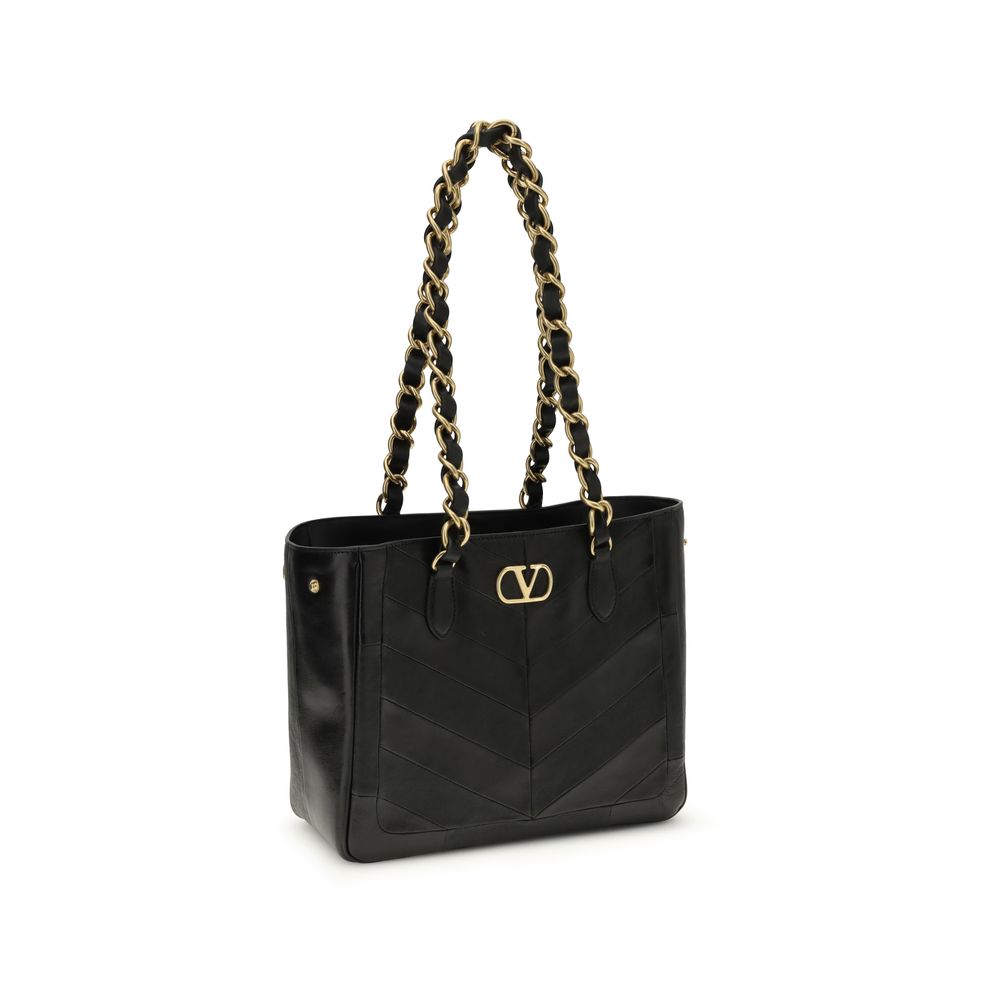 Valentino Garavani Schwarze Napa Leder / Kalbsleder Schultertasche
