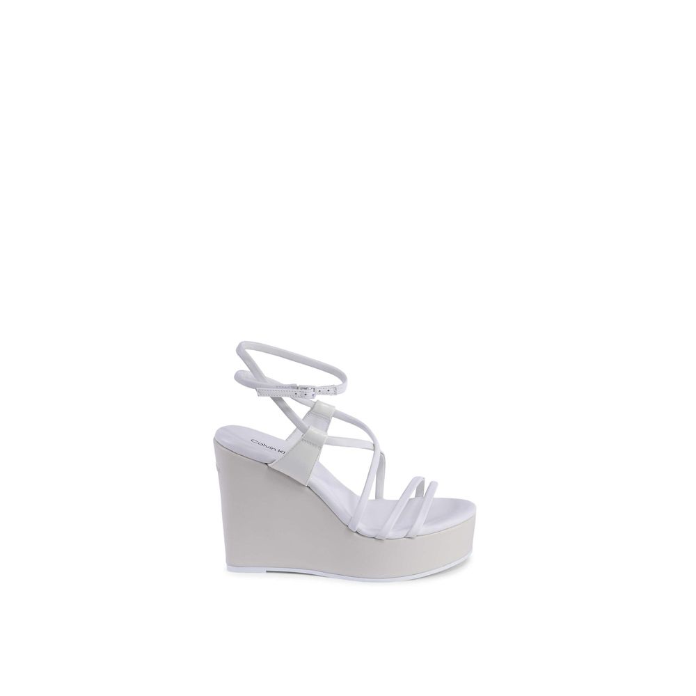 Calvin Klein Weiße Keilabsatz-Sandalen aus Leder