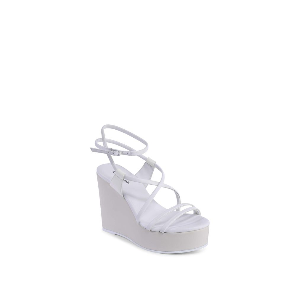 Calvin Klein Weiße Keilabsatz-Sandalen aus Leder