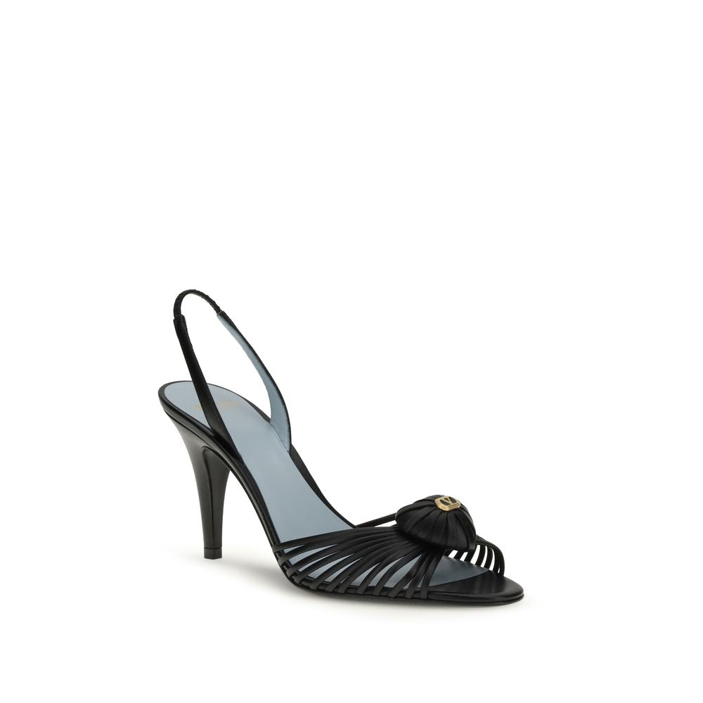 Valentino Garavani Schwarze Bos Taurus Kalbsleder-Sandalen mit Stilettoabsatz