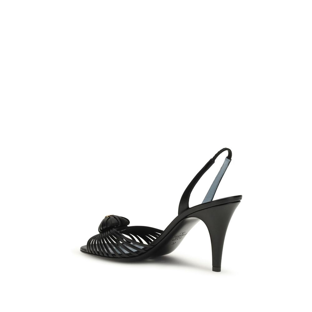 Valentino Garavani Schwarze Bos Taurus Kalbsleder-Sandalen mit Stilettoabsatz