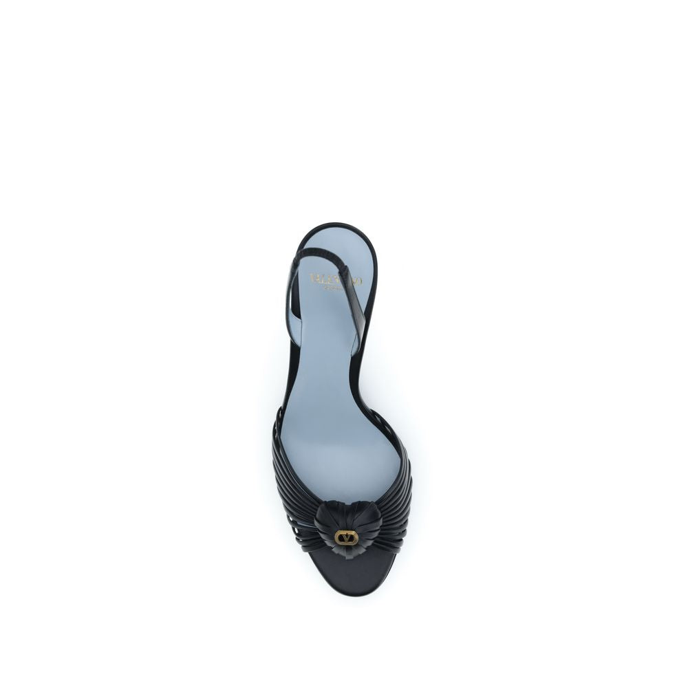 Valentino Garavani Schwarze Bos Taurus Kalbsleder-Sandalen mit Stilettoabsatz