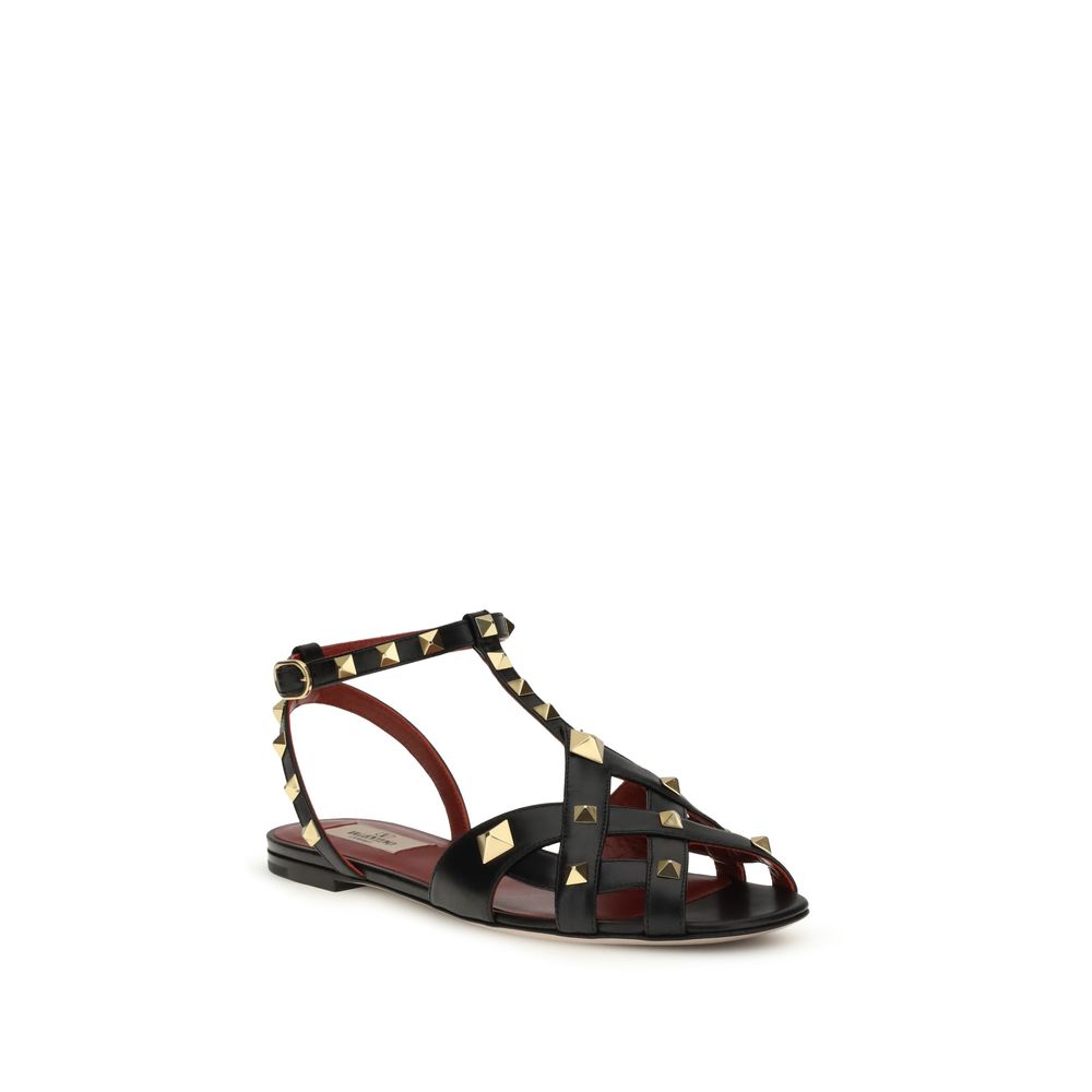 Valentino Garavani Schwarze Sandalen aus Ziegenleder