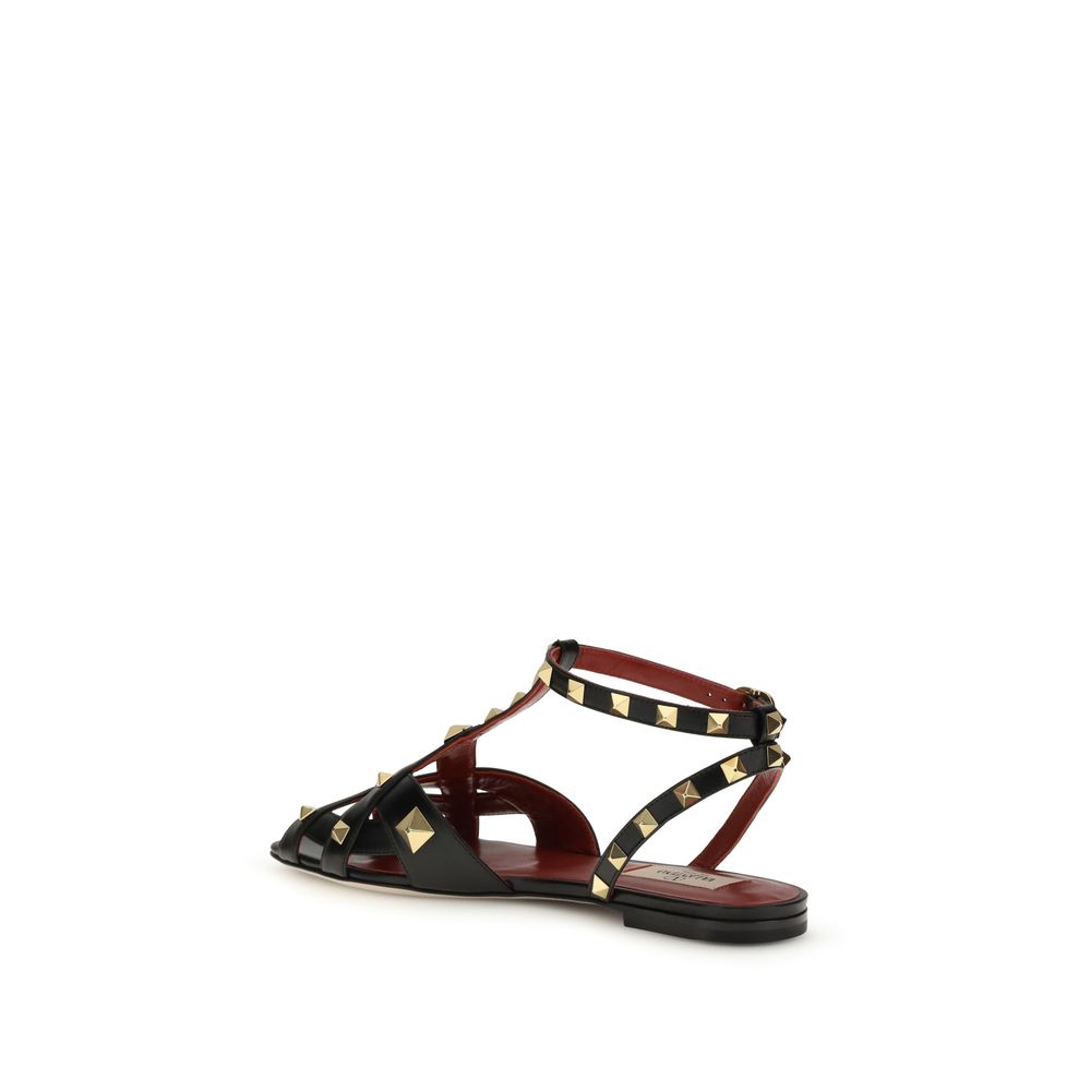 Valentino Garavani Schwarze Sandalen aus Ziegenleder