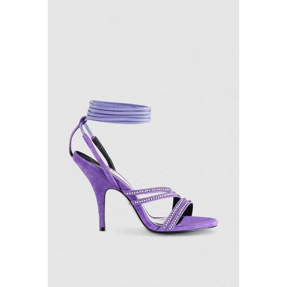 Patrizia Pepe Silberne Sandalen mit Stilettoabsatz aus Ziegenleder