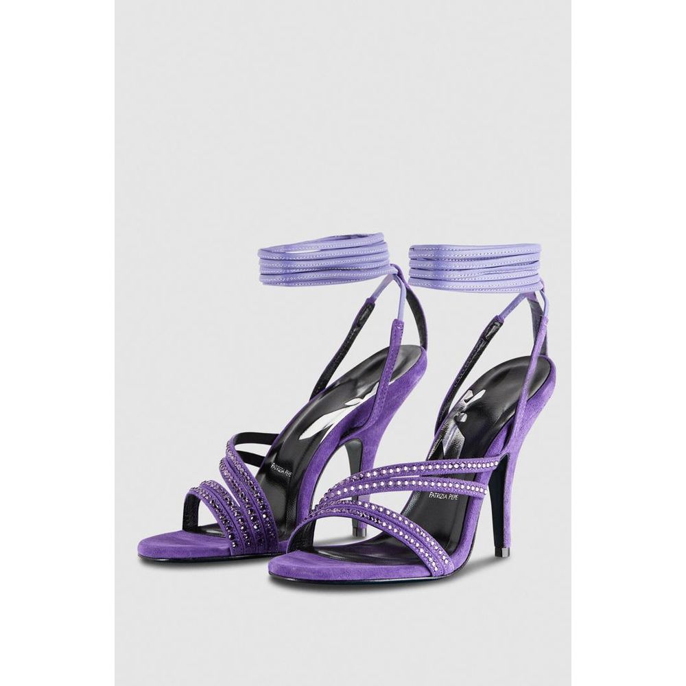 Patrizia Pepe Silberne Sandalen mit Stilettoabsatz aus Ziegenleder
