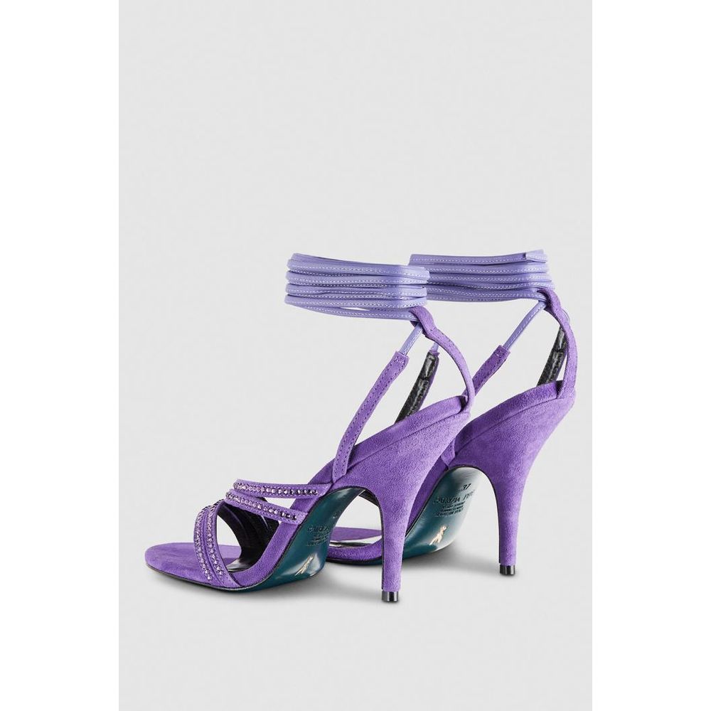 Patrizia Pepe Silberne Sandalen mit Stilettoabsatz aus Ziegenleder