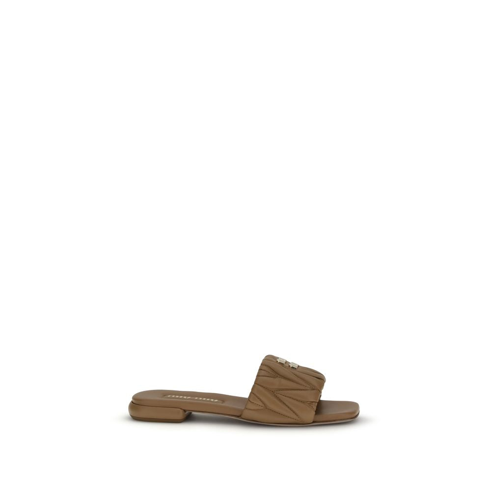Miu Miu Beige Calf Leather Bos Taurus Sandalen