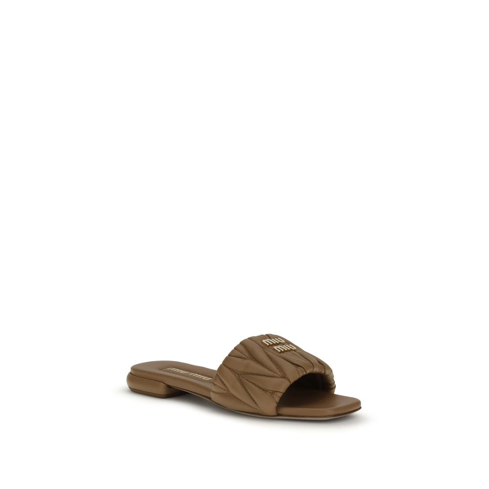 Miu Miu Beige Calf Leather Bos Taurus Sandalen