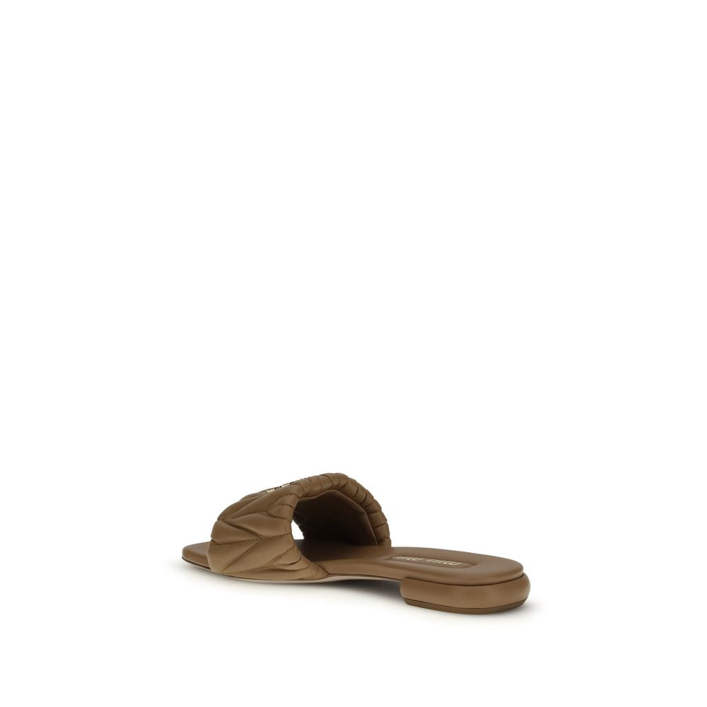 Miu Miu Beige Calf Leather Bos Taurus Sandalen