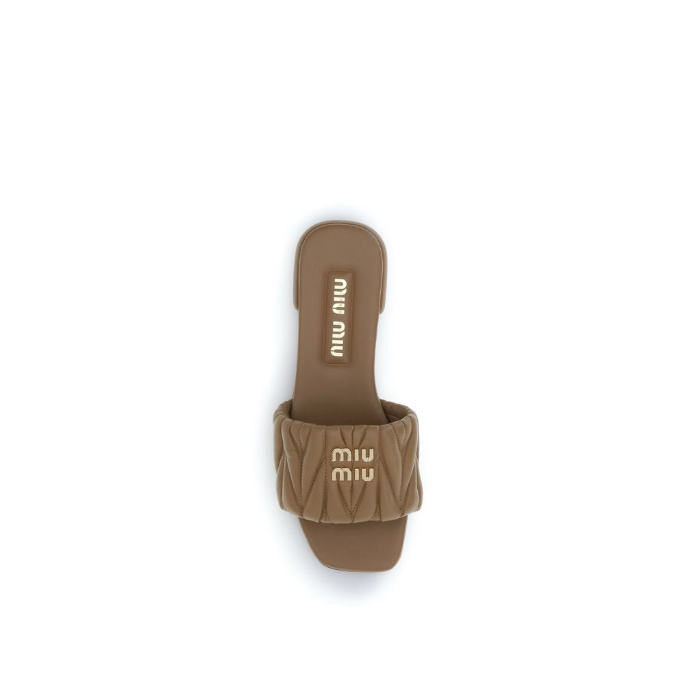 Miu Miu Beige Calf Leather Bos Taurus Sandalen