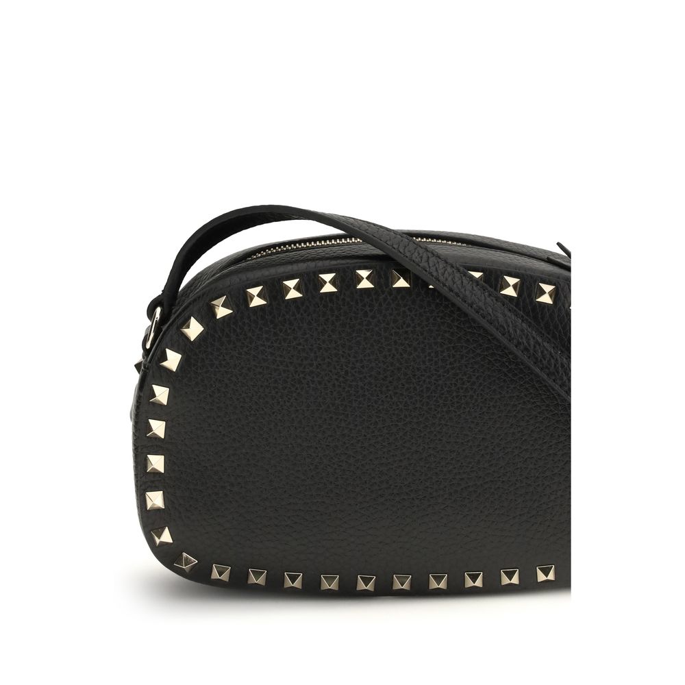 Valentino Garavani Schwarze Bos Taurus Kalbsleder Schultertasche