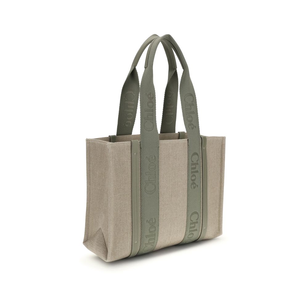 Chloé Beige Leinen Schultertasche