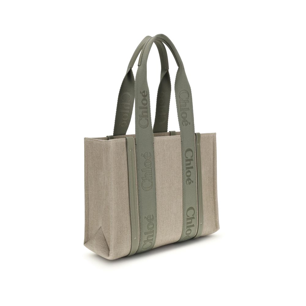 Chloé Beige Leinen Schultertasche