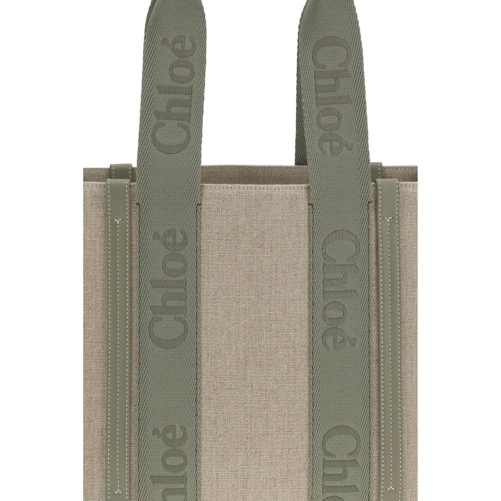 Chloé Beige Leinen Schultertasche