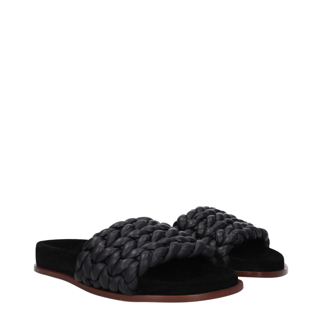 Chloé Schwarze Leder-Slipper
