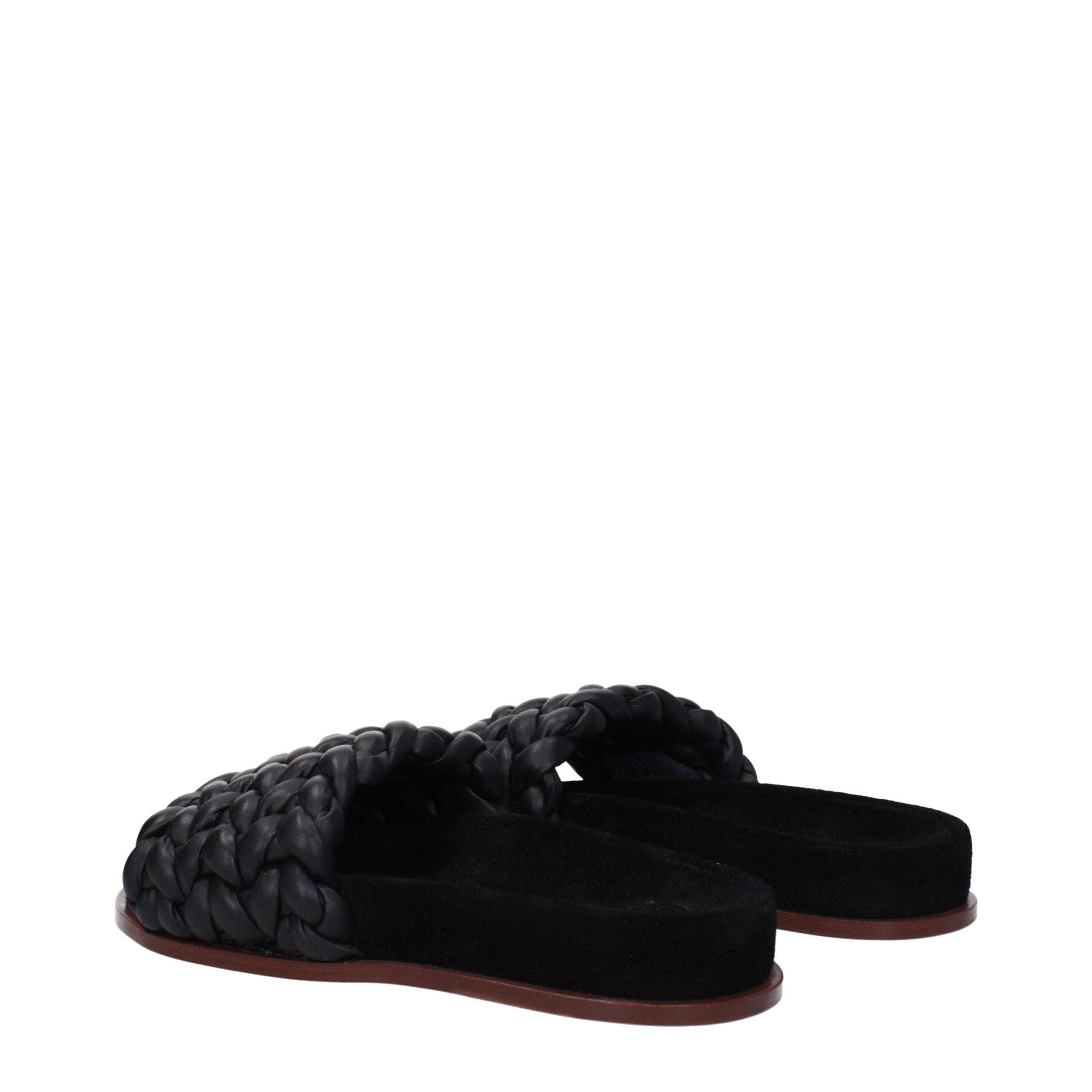 Chloé Schwarze Leder-Slipper