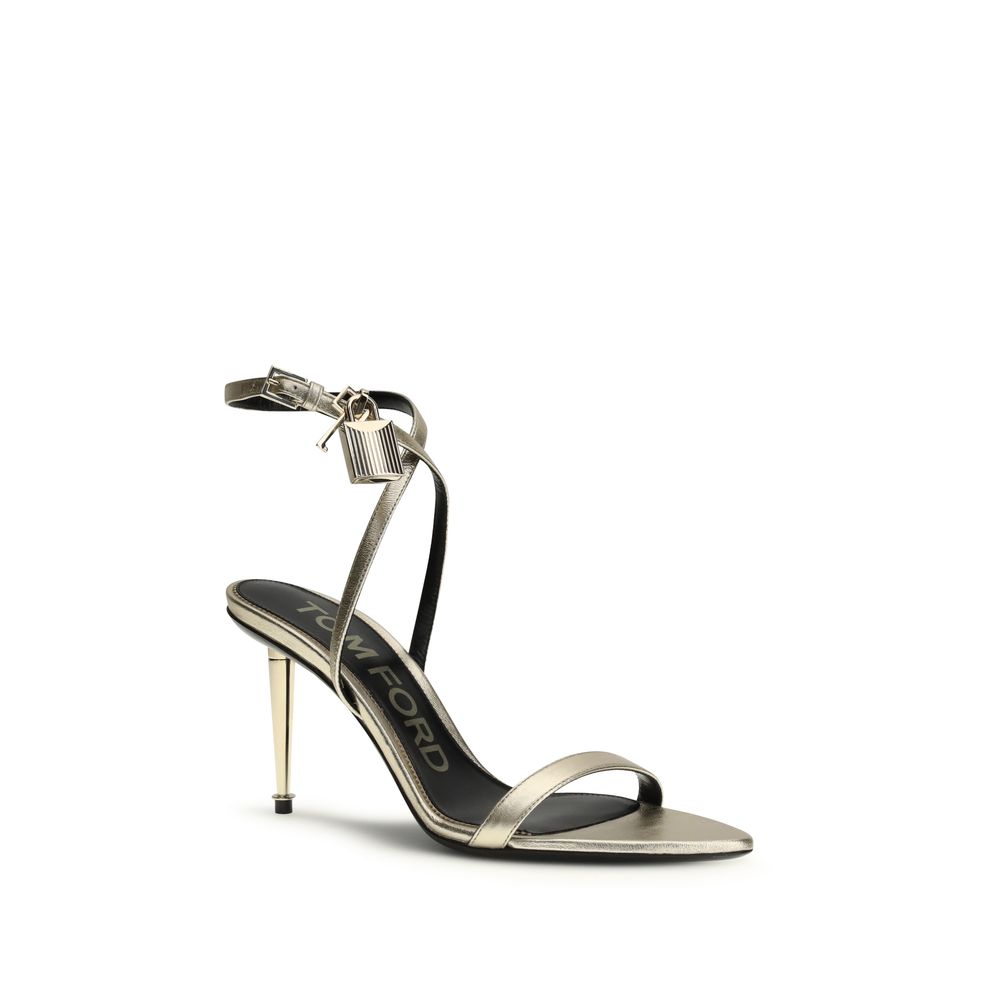 Tom Ford Sandaletten aus goldenem Kalbsleder Bos Taurus mit Stilettoabsatz