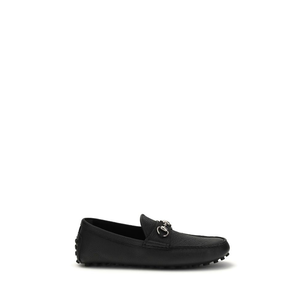 Gucci Schwarze Bos Taurus Kalbsleder Loafer zum Hineinschlüpfen