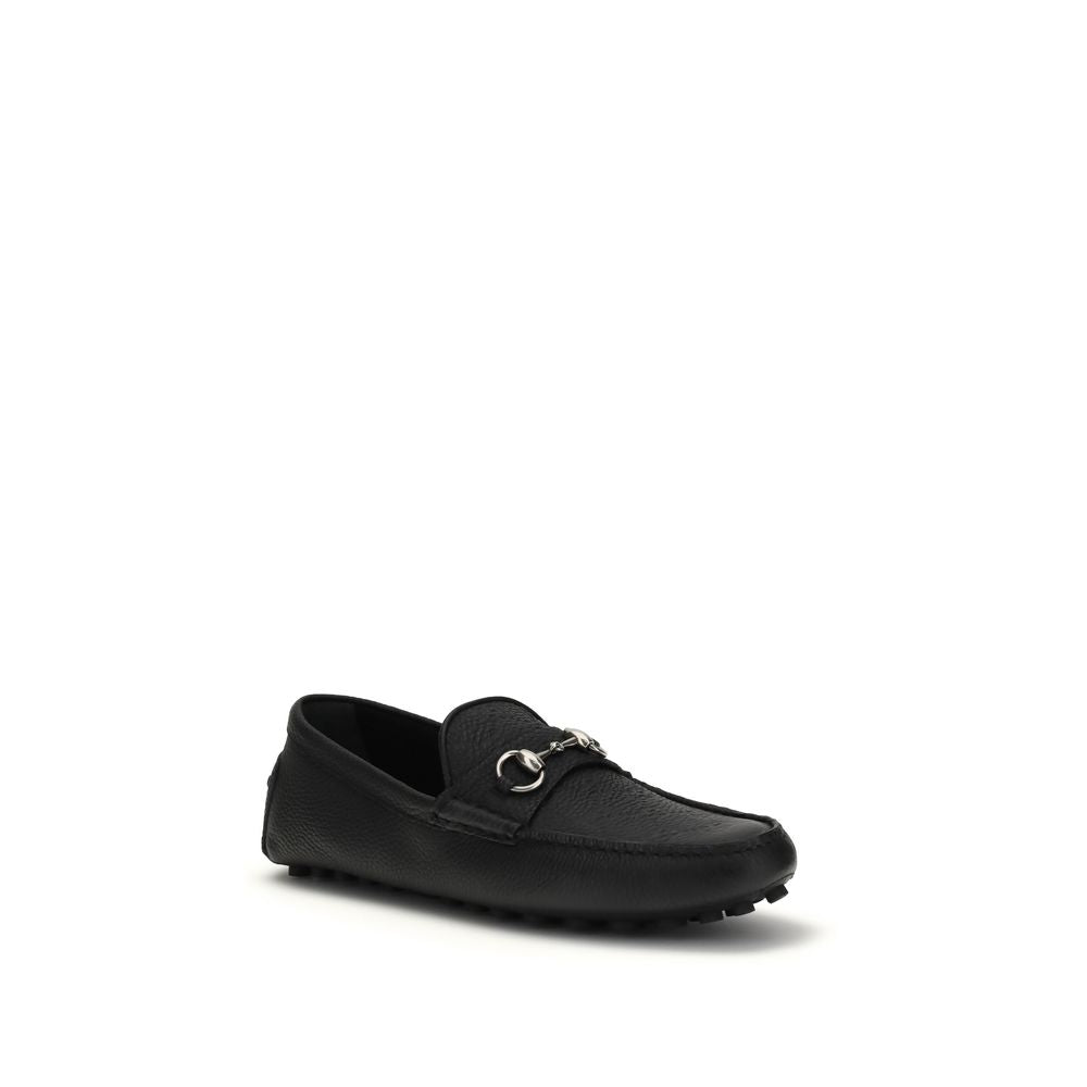 Gucci Schwarze Bos Taurus Kalbsleder Loafer zum Hineinschlüpfen