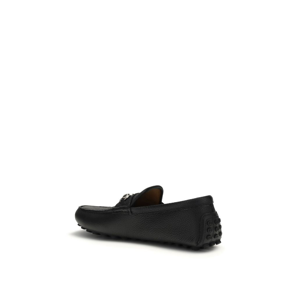 Gucci Schwarze Bos Taurus Kalbsleder Loafer zum Hineinschlüpfen